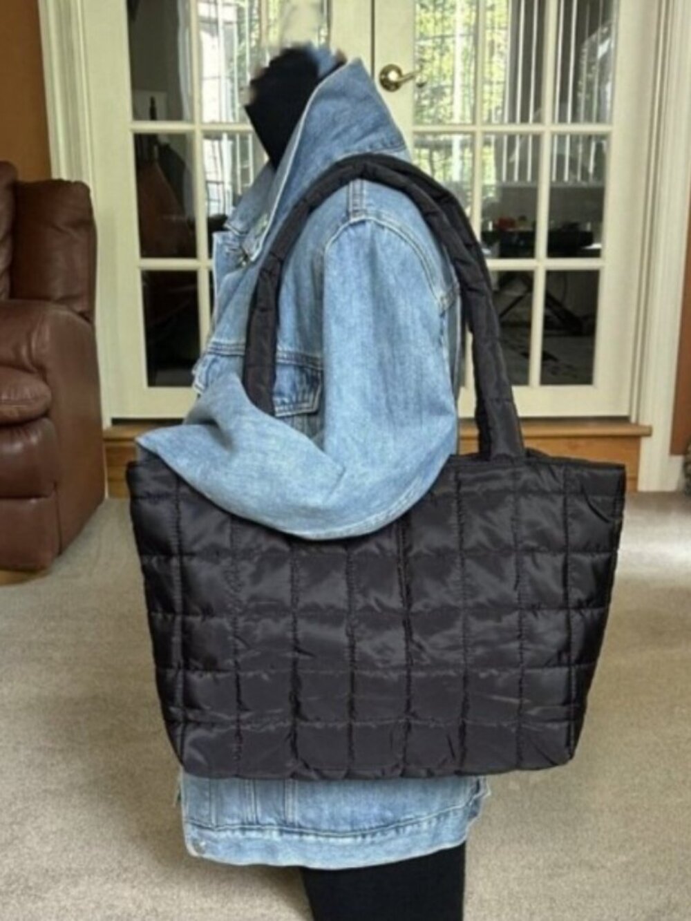 New QUILTED TOTE BAG CARRYALL Black 👜